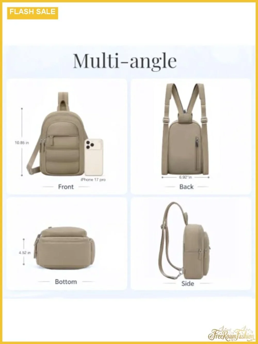 Puffer Sling Bag for Women - Convertible Mini Backpack, RFID Blocking, Nylon
